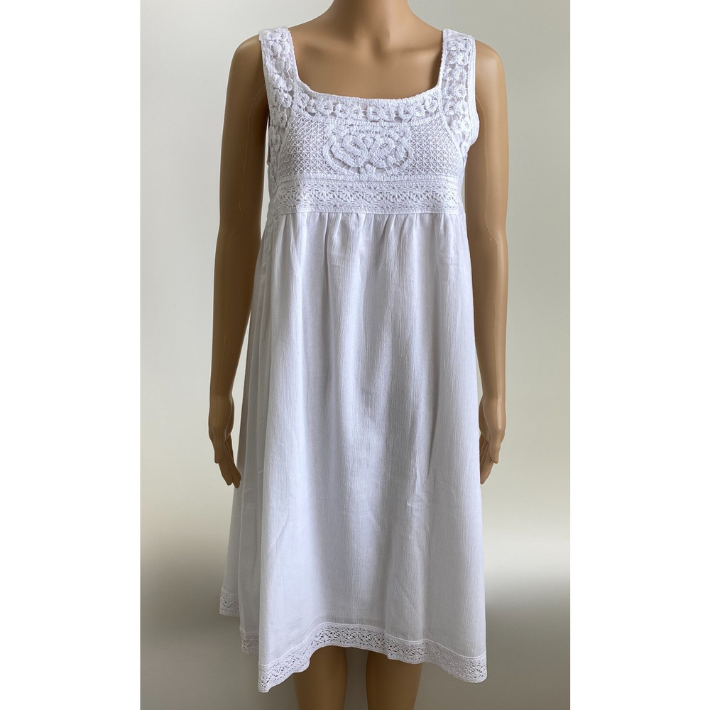 J&Ce Women's 100% Cotton Embroidered Lace Midi Nightgown White Size XL NWT